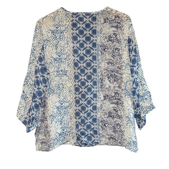 Boho Peasant Top Dressbarn Women's 1X Hippie Mixed Pattern 3/4 Sleeve Festival - Picture 5 of 6
